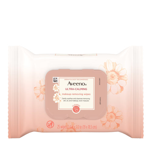 Aveeno Ultra-Calming Sensitive Skin Makeup Removing Wipes, 25 Count